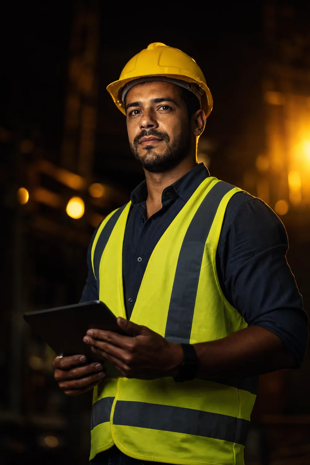 Engenheiro em canteiro de obras da Aizen